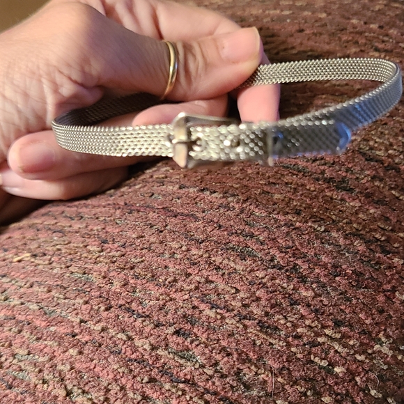 Vintage Silver Mesh Buckle Choker Necklace Perfect Condition. Waterproof - Picture 6 of 7